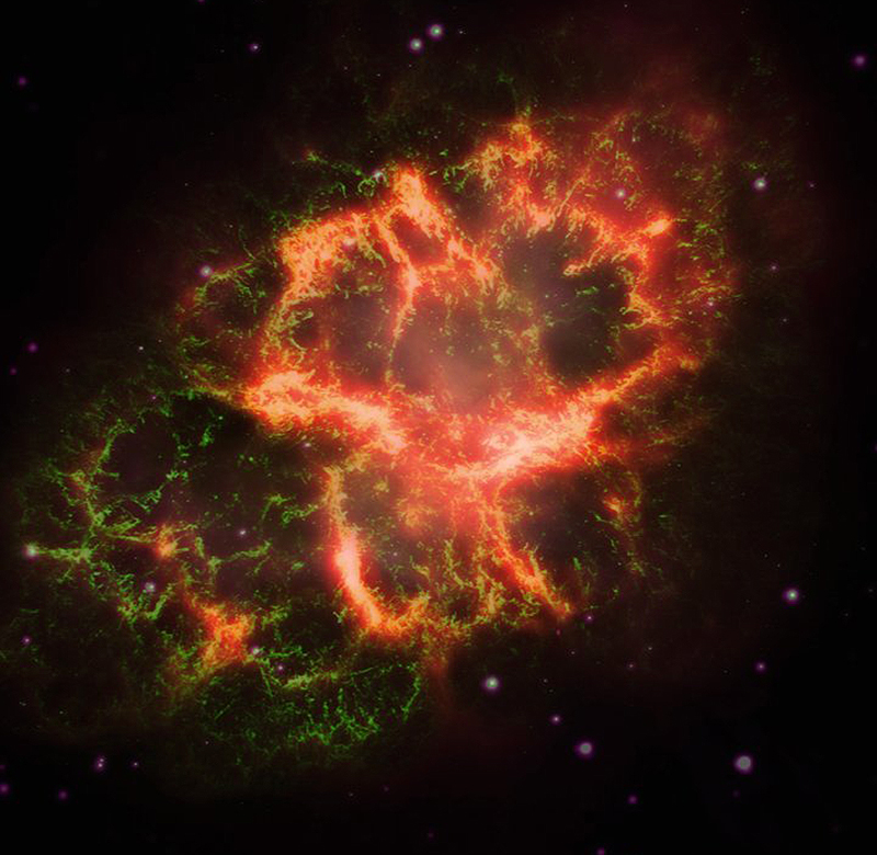 Imagen compuesta en infrarrojo de la Nebulosa del Cangrejo.